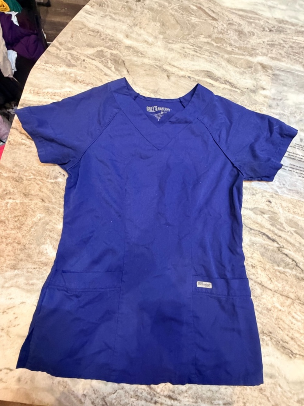 Grey’s Anatomy Scrub Top Small Royal Blue V Neck Medical Nurse Uniform